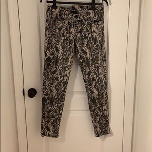 True religion Black &Tan feathered patterned pants